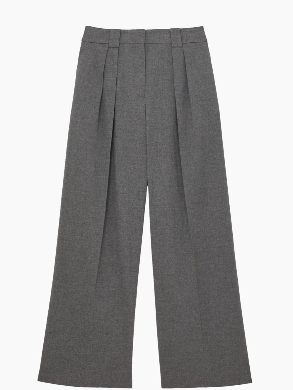 Reiss Poppie Flannel Wide-Leg Pleated Trousers – Grey | High Rise | NWT